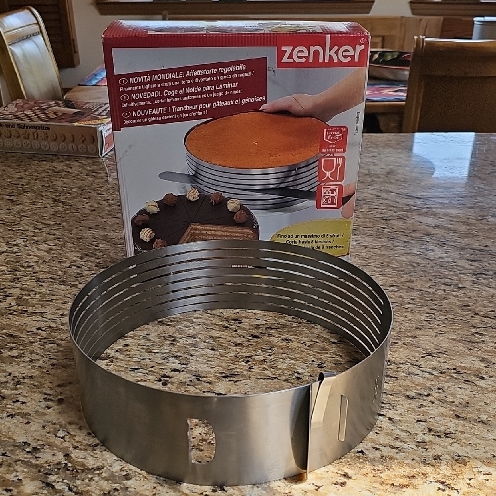 Vintage Zenker Adjustable Cake Ring stainless cuts cakes in 8 slices